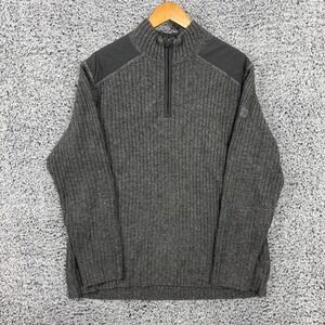 Eddie Bauer Sweater Mens XL Gray Wool Blend Quarter Zip Sportsman Pullover